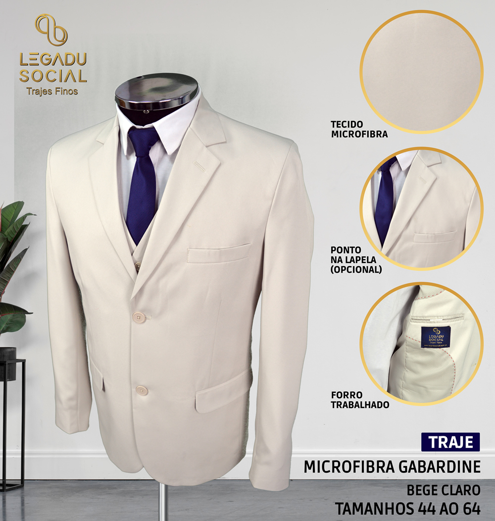 Traje Microfibra Gabardine Bege Claro