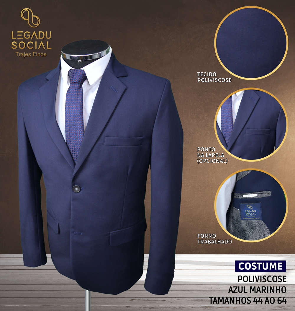 Costume Poliviscose Azul Marinho