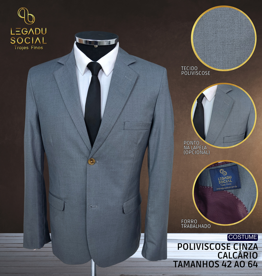 Costume Poliviscose Cinza Calcário